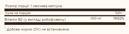 Vitamin B2 100 mg (Riboflavin) - 100 Vcaps 2022-10-0756 фото