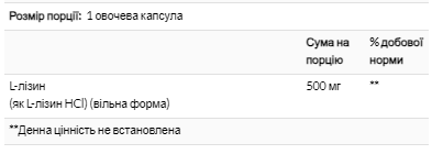 L-Lysine 500 mg - 100 vcaps 2022-10-2977 фото